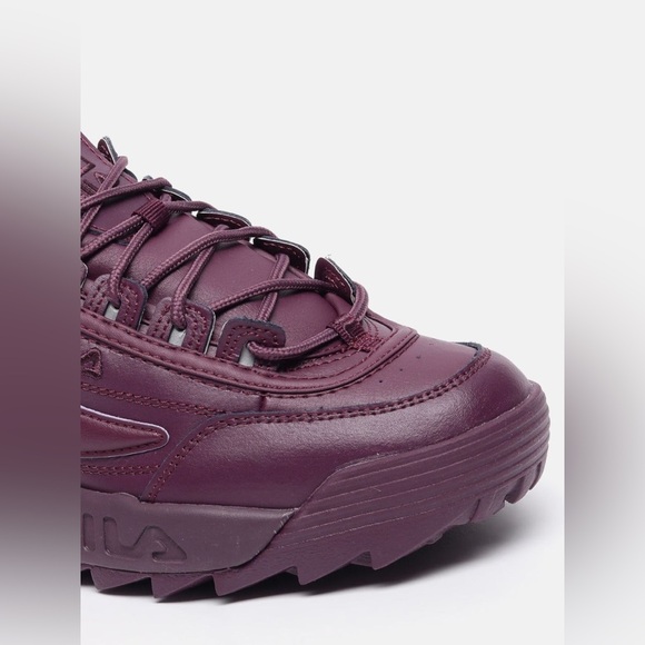 FILA PEACOAT DISRUPTOR II PREMIUM WOMEN'S SNEAKERS Deep Burgundy Athletic Shoes - Picture 6 of 9